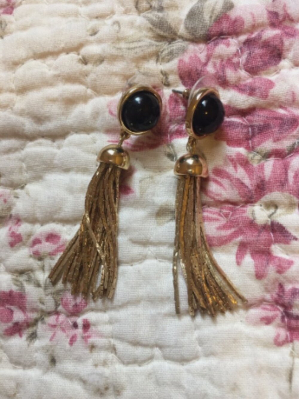 Goldtone & Black Dangle/Drop Earrings